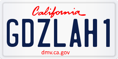 CA license plate GDZLAH1