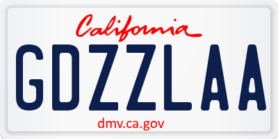 CA license plate GDZZLAA