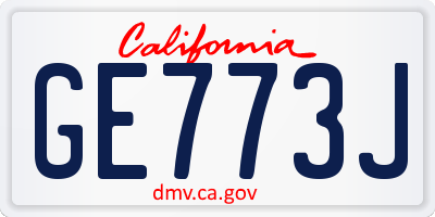 CA license plate GE773J