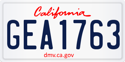 CA license plate GEA1763