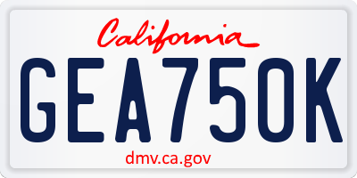 CA license plate GEA750K