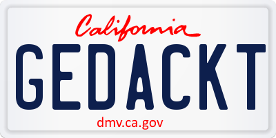 CA license plate GEDACKT