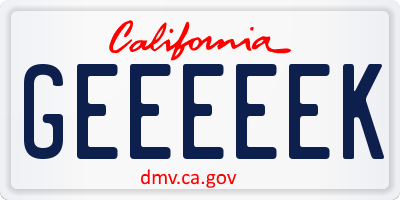 CA license plate GEEEEEK