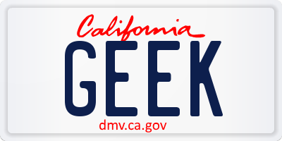 CA license plate GEEK