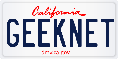 CA license plate GEEKNET