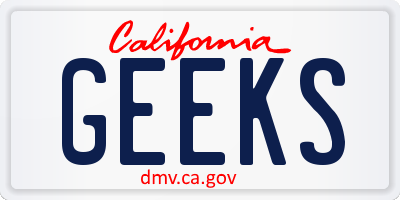 CA license plate GEEKS