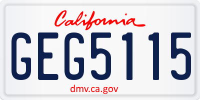 CA license plate GEG5115