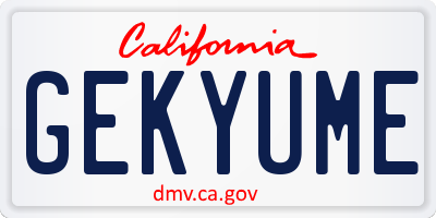 CA license plate GEKYUME