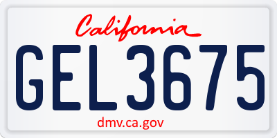 CA license plate GEL3675