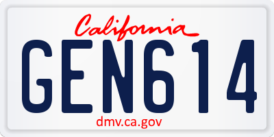 CA license plate GEN614