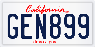 CA license plate GEN899