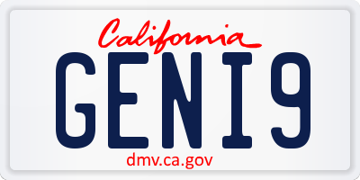 CA license plate GENI9