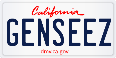 CA license plate GENSEEZ