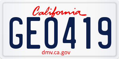 CA license plate GEO419