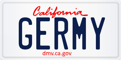 CA license plate GERMY