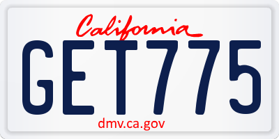 CA license plate GET775