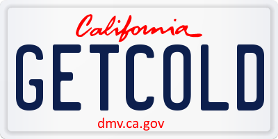 CA license plate GETCOLD