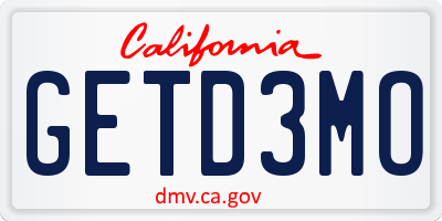 CA license plate GETD3MO