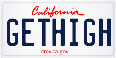 CA license plate GETHIGH