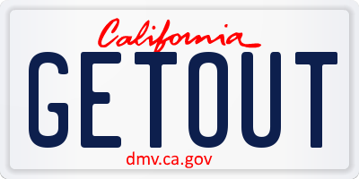 CA license plate GETOUT