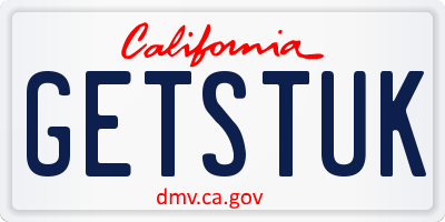 CA license plate GETSTUK