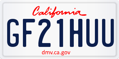 CA license plate GF21HUU