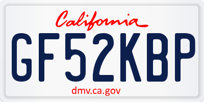 CA license plate GF52KBP