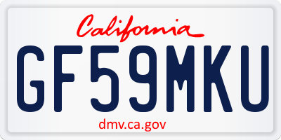 CA license plate GF59MKU