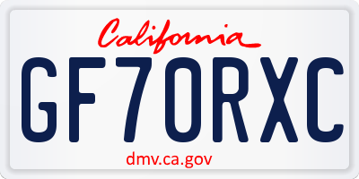 CA license plate GF70RXC