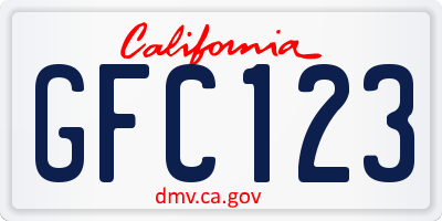 CA license plate GFC123