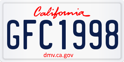 CA license plate GFC1998