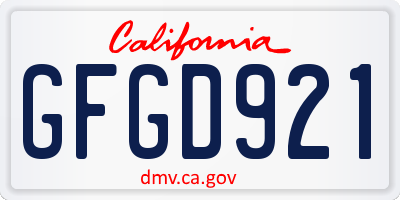 CA license plate GFGD921