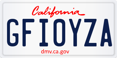 CA license plate GFI0YZA