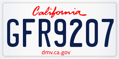 CA license plate GFR9207