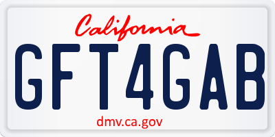 CA license plate GFT4GAB