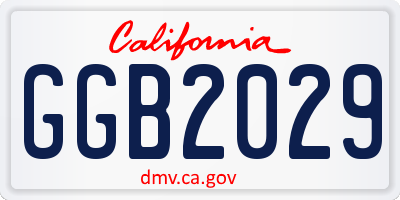 CA license plate GGB2029