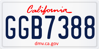 CA license plate GGB7388