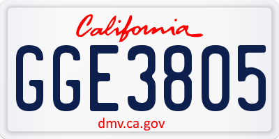 CA license plate GGE3805