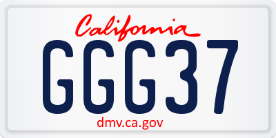 CA license plate GGG37