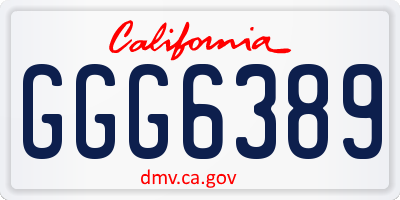 CA license plate GGG6389