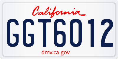 CA license plate GGT6012