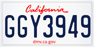 CA license plate GGY3949