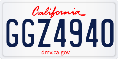 CA license plate GGZ4940