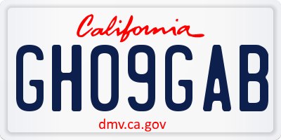 CA license plate GH09GAB