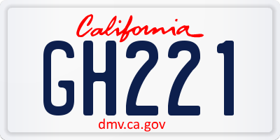 CA license plate GH221