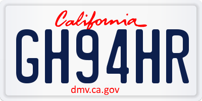 CA license plate GH94HR