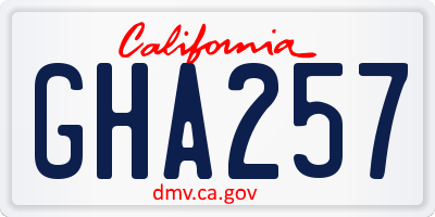 CA license plate GHA257