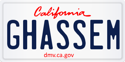 CA license plate GHASSEM