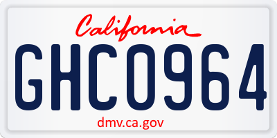 CA license plate GHC0964