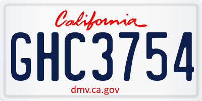 CA license plate GHC3754